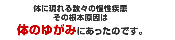 体に現れる数々の慢性疾患その根本原因は体のゆがみにあったのです。