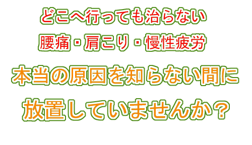 腰痛、肩こり、慢性疲労の原因