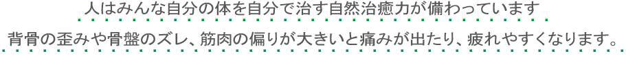 人はみんな自分の体は自分で治す自然治癒力が備わっています